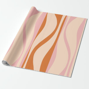 Mid-Century-Modern-Lounge-Ogee-Rosa-Retro-Muster Geschenkpapier
