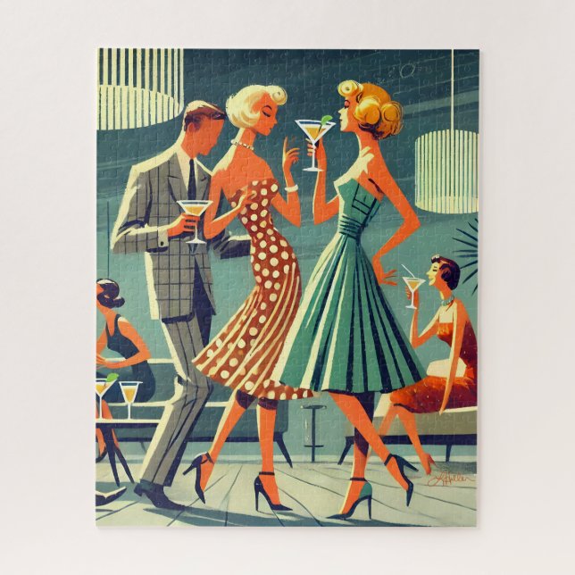 Mid Century Modern Martini Dance Cocktail Party Puzzle (Vertikal)