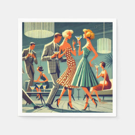 Mid Century Modern Martini Dance Cocktail Party Serviette