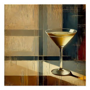 Mid Century Modern Martini in einem Mondstrahl Poster
