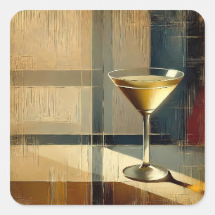 Mid Century Modern Martini in einem Mondstrahl Quadratischer Aufkleber