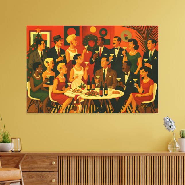 Mid Century Modern Martini Intellectuals Christmas Leinwanddruck (Insitu (Wohnzimmer))