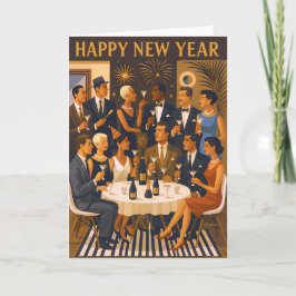 Mid Century Modern Martini Intellectuals New Year Karte