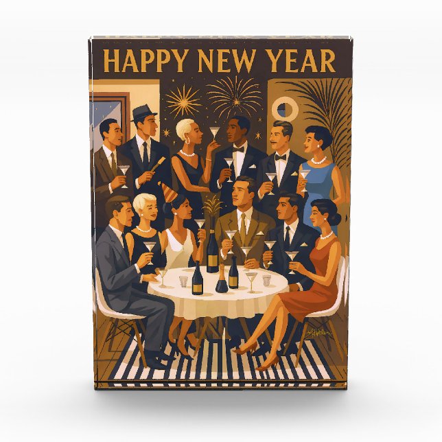 Mid Century Modern Martini Intellektuelle Neujahr Fotoblock (Vorderseite)