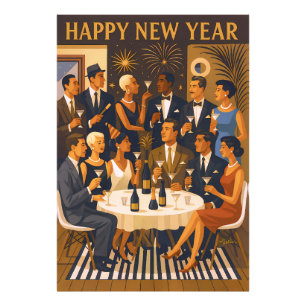 Mid-Century-Modern-Martini-Intellektuelle Neujahr Fotodruck