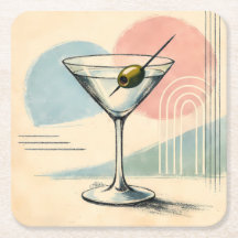 Mid Century Modern Martini Pastel Minimalist Art