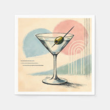 Mid Century Modern Martini Pastel Minimalist Art