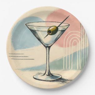 Mid Century Modern Martini Pastell Minimalistische Pappteller