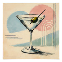 Mid Century Modern Martini Pastell Minimalistische