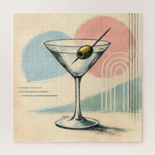 Mid Century Modern Martini Pastell Minimalistische Puzzle