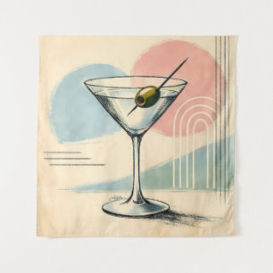 Mid Century Modern Martini Pastell Minimalistische Wandteppich