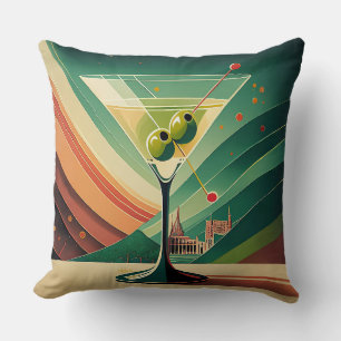 Mid Century Modern Martini Reise Kathedrale Aussic Kissen