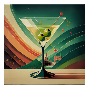 Mid Century Modern Martini Reise Kathedrale Aussic Poster