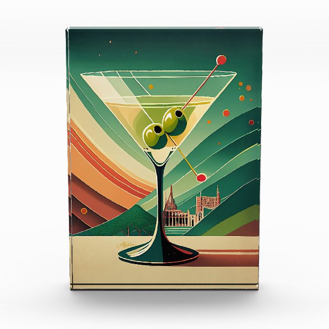 Mid Century Modern Martini Reise Kathedralenblick Fotoblock (Vorderseite)
