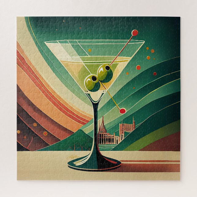 Mid Century Modern Martini Reise Kathedralenblick Puzzle (Vertikal)