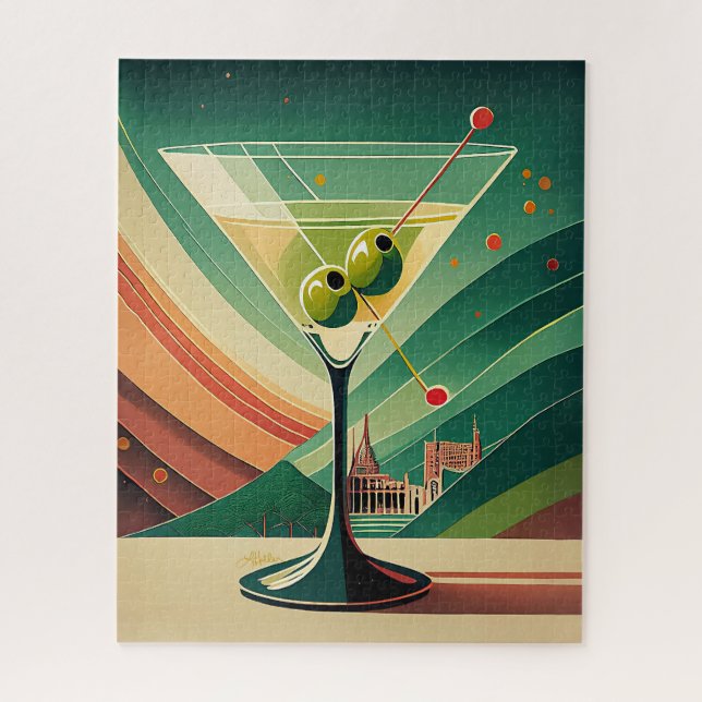 Mid Century Modern Martini Reise Kathedralenblick Puzzle (Vertikal)