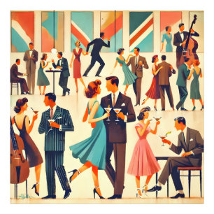 Mid Century Modern Martinis Im Club Fotodruck