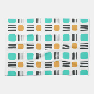 Mid Century Modern Minimalist Squares Lines Geschirrtuch