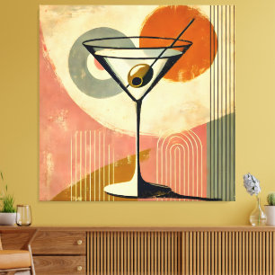 Mid Century Modern Minimalistische Kunst Martini Leinwanddruck