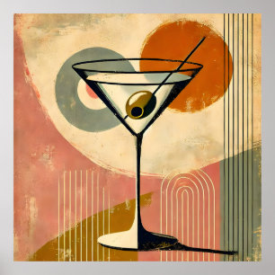 Mid Century Modern Minimalistische Kunst Martini Poster