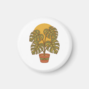 Mid Century Modern Monstera Blatt Pflanze Grafik S Magnet