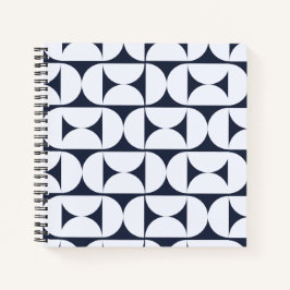 Mid-Century-Modern-Navy-Geometrie-Spiralblock Notizbuch