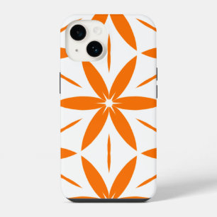Mid-Century Modern Orange Geometrisch Floral iPhone 14 Hülle