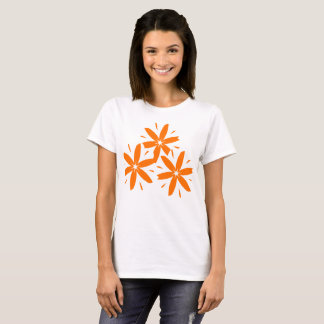 Mid-Century Modern Orange Geometrisches Florales D T-Shirt