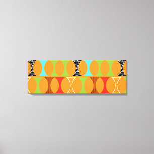Mid Century Modern Orangenes Muster auf Leinwand