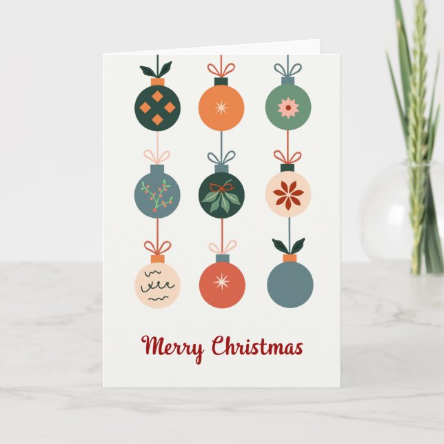 Mid Century Modern Ornament Merry Christmas Card Karte (Vorderseite)