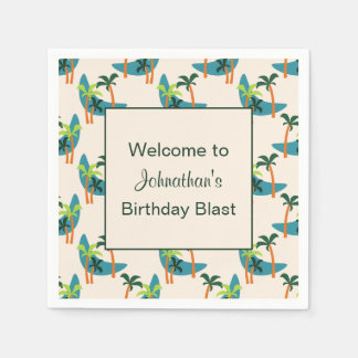 Mid Century Modern Palm Oasis Geburtstagsparty Serviette