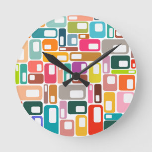Mid-Century Modern Pattern Runde Wanduhr