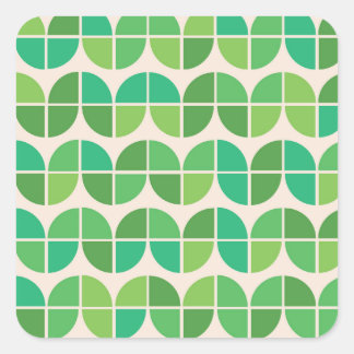  Mid Century Modern  Pattern with geometric green  Quadratischer Aufkleber