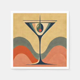 Mid Century Modern "Piment-Oliven-Martini-Welle" Serviette