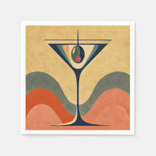 Mid Century Modern "Piment-Oliven-Martini-Welle" Serviette