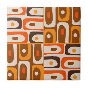 Mid Century Modern Piquet 70er Orange und Braun Fliese