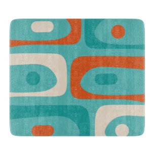 Mid-Century-Modern-Piquet-Muster Teal Orange Schneidebrett