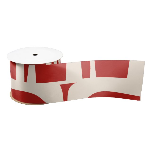 Mid-Century Modern Piquet Retro Pattern Red  Satinband (Spule)