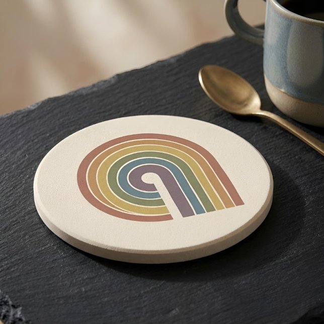 Mid-Century Modern Pride Sandstein Getränkeuntersetzer (Lifestyle Shot)