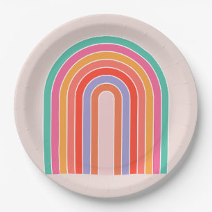 Mid Century Modern Regenbogen Pappteller