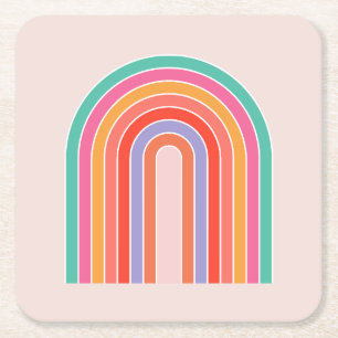 Mid Century Modern Regenbogen Rechteckiger Pappuntersetzer