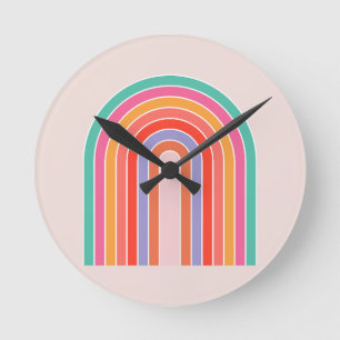 Mid Century Modern Regenbogen Runde Wanduhr