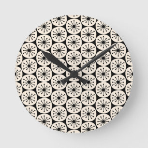 Mid Century Modern Retro Atomare Punkte Schwarz Cr Runde Wanduhr