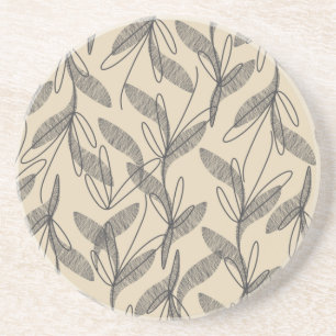 Mid Century Modern Retro Botanical Grau Beige Getränkeuntersetzer