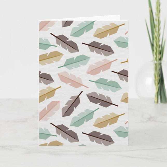 Mid-Century Modern Retro Feathers Greeting Cards Karte (Vorderseite)