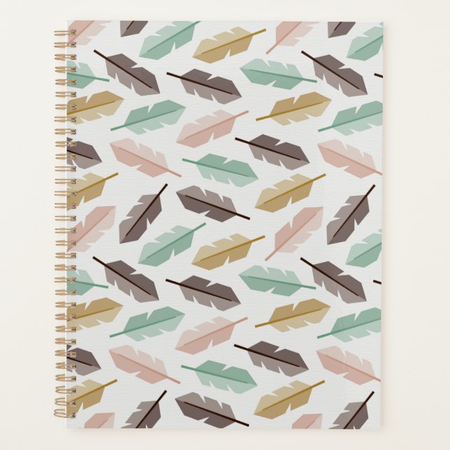 Mid-Century Modern Retro Feathers Planner Planer (Vorderseite)