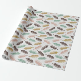 Mid-Century Modern Retro Feathers Wrapping Paper Geschenkpapier