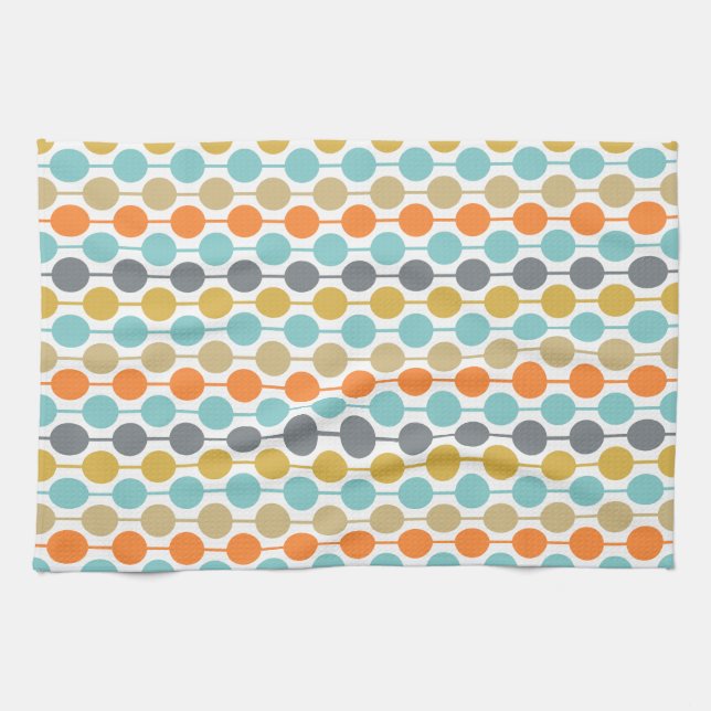 Mid-Century Modern Retro Geometric Circles Pattern Geschirrtuch (Horizontal)