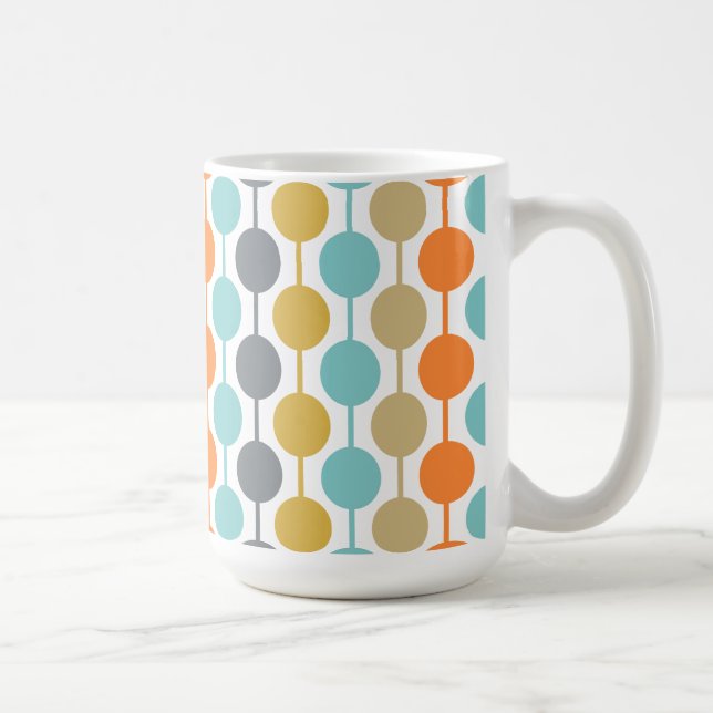 Mid-Century Modern Retro Geometric Circles Pattern Kaffeetasse (Rechts)