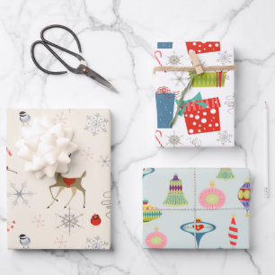 Mid Century Modern   Retro Rosa 1950er Jahre Atomi Geschenkpapier Set